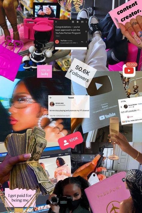 Vision board aesthetic for Youtuber, instagram, tiktok influencers #youtuber #contentcreator #visionboard #vlog Inperational Quotes, Youtuber Aesthetic, Wallpaper Vision Board, Youtube Content Creator, Vision Board Aesthetic, Manifestation Wallpaper, Dream Life Goals, Aesthetic 2023, Start Youtube Channel