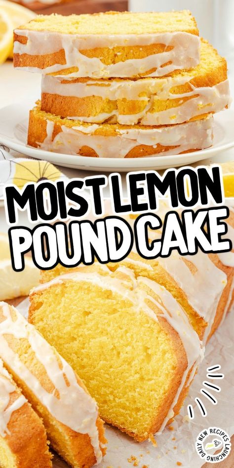 Lemon Pound Cake Grandmas Lemon Pound Cake, Ponderosa Lemon Recipes, Lemon Pound Cake From Scratch, Lemon Pound Cake With Glaze, Homemade Lemon Pound Cake, Moist Lemon Pound Cake, Moist Lemon Cake Recipe, Lemon Cake Mix Recipe, Iced Lemon Pound Cake