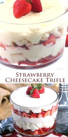 Trifle Strawberry, Filling Desserts, Strawberry Cheesecake Trifle, Dessert Trifle, Cheesecake Cream, Desserts Strawberry, Trifle Bowl Recipes, Berries Cake, Dirt Cake Recipes