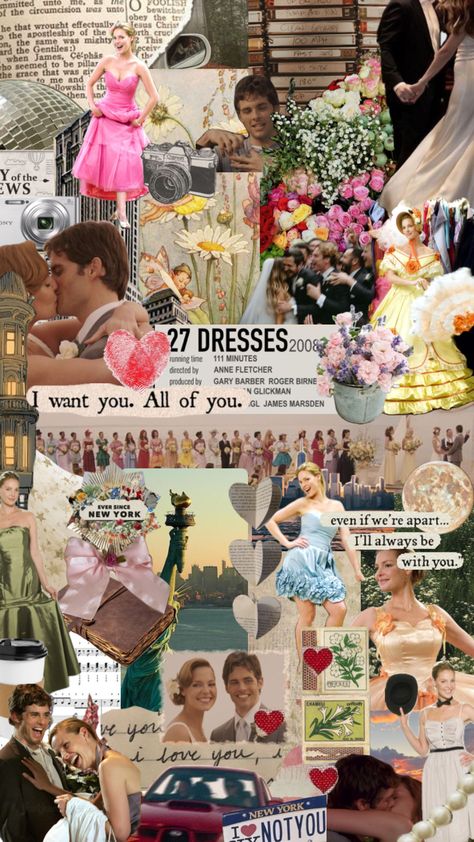 27 DRESSES The Good Girl Movie, Movie Collage, 27 Dresses, 27th Birthday, Scrapbook Book, Girl Movies, Movie Themes, Friends With Benefits, Romantic Movies