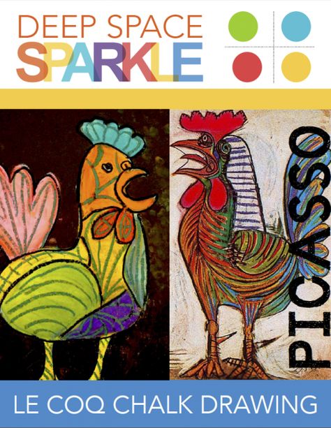 Picasso’s Le Coq (The Rooster) Lesson Plan | Deep Space Sparkle Picasso Art For Kids, Picasso Rooster Art Lesson, Symmetrical Bugs Art Lesson, Chicken Hatching, Abstract Rooster Painting, Rooster Collage, Paul Klee Cat Art Lesson, Picasso Rooster, Rodeo Art