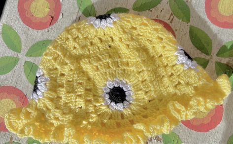 Granny Square Bucket Hat, Holmes Chapel, Crocheted Hat, Needle Crafts, Rainbow Stickers, Embroidered Hoodie, Gifts For My Sister, Embroidered Tshirt, Lemon Yellow