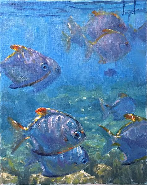 Sea Life Oil Painting, Saltwater Fish Painting, Underwater Fish Painting, Aquarium Painting, Underwater Watercolor, Fish Oil Painting, Sea Life Painting, Marine Life Art, Life Underwater