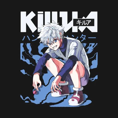 Killua Tshirt Design, Hunter X Hunter T Shirt Design, Anime Tee Design, Killua T Shirt Design, Anime Graphic Tees Design, Hunter X Hunter Tshirt Design, T Shirt Print Design Graphics Anime, T Shirt Print Design Graphics Aesthetic, Killua Design