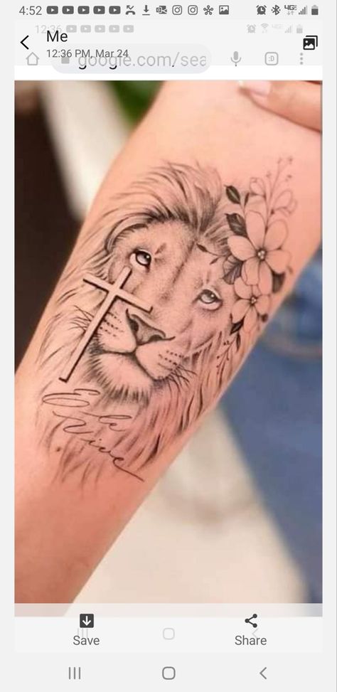 Lion Of God Tattoo For Women, Feminine Simple Tattoos, The Lion Of Judah Tattoo, Christian Lion Tattoo For Women, Female Christian Tattoos, Lion And Lamb Tattoo Women, Lion Of Judah Tattoo For Women, Lion Cross Tattoo, Crucifix Tattoo