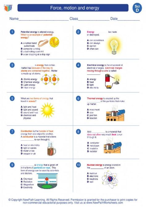 Force, motion and energy. 5th Grade Science Worksheets and and Answer keys, Study Guides and Vocabulary Sets. Force And Motion Worksheets, Motion And Force Worksheets, Forces And Motion 3rd Grade Worksheets, Forces And Motion 3rd Grade, Third Grade Force And Motion Activities, Electricity And Magnetism Grade 5, Free Science Worksheets, Printable Wall Poster, Potential Energy