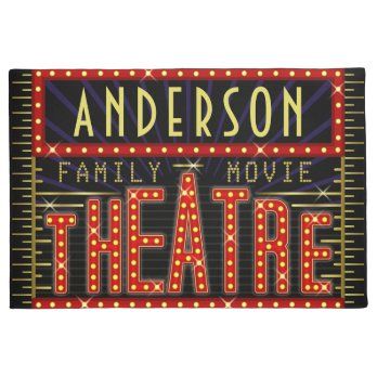 Movie Theatre Marquee Home Cinema | Custom Name Faux Canvas Print | Zazzle.com Theatre Marquee, Outdoor Movie Theater, Home Cinema Room, At Home Movie Theater, Movie Theatre, Film Buff, Family Movie, Square Wall Clock, Outdoor Movie