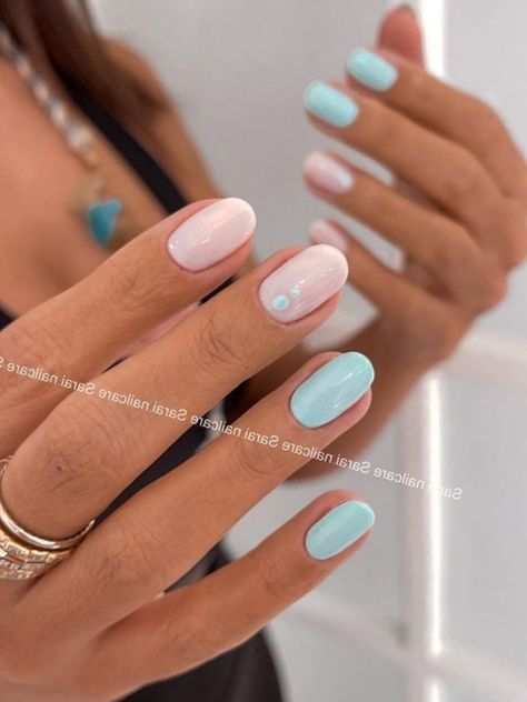 Colorful Ombre French Tips | Summer Nails 2023 Pink Blue Nails, Summer Nails 2023, Light Blue Nails, Baby Blue Nails, Spring Acrylic Nails, Cute Gel Nails, Nails Done, Nails 2023, Chic Nails