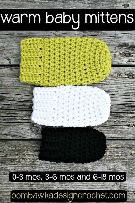 Warm Baby Mittens - 0-3 months, 3-6 months and 6-18 months. Free Crochet Patterns. Crochet Newborn Mittens Free Pattern, Baby Crochet Mittens Pattern Free, Baby Crochet Mittens, Baby Mittens Crochet Pattern Free, Crochet Mittens Free Pattern Kids, Crochet Baby Mittens Free Pattern, Crochet Baby Hat Free Pattern, Baby Mittens Pattern, Crochet Baby Mittens