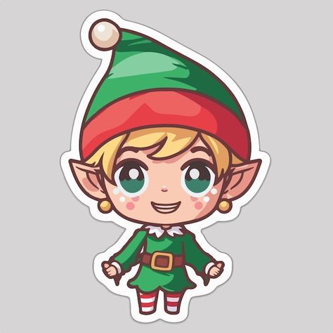 Vector christmas elf cartoon sticker xma... | Premium Vector #Freepik #vector #christmas-flat #christmas-template #christmas-collection #elf Printable Stickers Sheet, Elf Cartoon, Christmas Template, Printable Sticker Sheets, Template Christmas, Santa Elf, Stickers Sheet, Vector Christmas, Santa's Elves