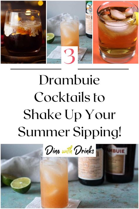 Collage of 4 drambuie cocktails. Drambuie Cocktails Recipe, Drambuie Cocktails, Best Drink Recipes, Cocktails Summer, Best Drink, Refreshing Summer Drinks, Thirsty Thursday, Summer Drink, Delicious Cocktails