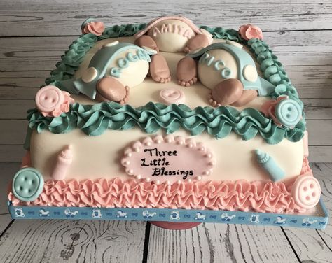 Triplet Baby Shower Ideas, Triplet Baby Shower, Triplet Babies, Baby Shower Cake, Shower Cake, Shower Cakes, Pregnancy Shoot, Baby Shower Cakes, Gender Reveal