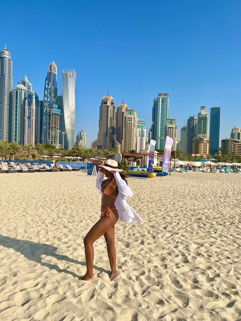 JBR Beach, Dubai Jbr Beach Dubai, Island Vacation Outfits, The Burj Khalifa, Dubai Beach, Dubai Travel, Travel Vlog, Club Parties, Island Vacation, Burj Khalifa