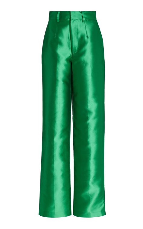 Luxury Silk Straight Dress Pants, Luxury High-waisted Silk Pants, Luxury Green Silk Pants, Green Silk Wide-leg Pants, Green Silk Wide-leg Bottoms, Coordinating Outfits, Silk Trousers, Love Clothing, Silk Pants