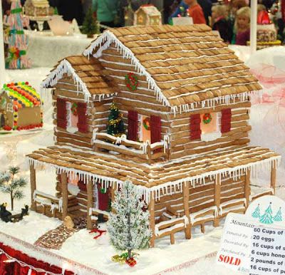 Gingerbread Cabin, Homemade Gingerbread House, Cracker House, Gingerbread Creations, Gingerbread House Recipe, Gingerbread House Template, Cool Gingerbread Houses, Festival Of Trees, Gingerbread House Parties