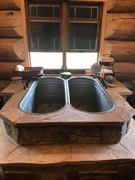 Dual Hillbilly jacuzzi hot tub | Barn style house, Rustic bathrooms, Rustic house Rustic Bathroom Designs, Casa Vintage, Rustic Bathrooms, Barn Style House, Dream Bathrooms, A Log, Barn House Plans, Rustic Bathroom, Country House Decor