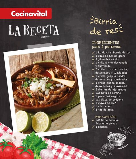 Si buscas una manera práctica de preparar una birria de res estilo Jalisco para mañana, te recomendamos preparar esta fácil receta, ¡tiene todo el sazón casero! Latin Food, Wine And Dine, Ceviche, Mole, Food Dishes, Mexican Food Recipes, Food Inspiration, Tacos, Dinner Recipes