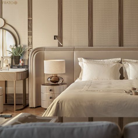 FRATO x Thái Công: The bedroom of our Vietnamese partner Thái Công’s Sky Villa features customised version of our CALABRIA bed and PARMA bedside table, both updated in beige tones to match the room’s abundant natural textures. Now that’s what we call organic luxe. . . . . #Furniture #Project #InteriorDecor #InteriorStyling #DesingInspiration #HomeStyle #HomeDecoration #HomeDecor #InteriorDesigner #Architect #LuxuryHome #LuxuryDesign #LuxuryStyle #LuxuryInteriors #ModernHomes #DecorInspiration Bed Design Elegant, Frato Furniture, Daughter Bedroom, Luxury Bedroom Master, Bedroom Bed Design, Elegant Furniture, Bed Wall, Luxurious Bedrooms, Room Interior