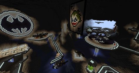 Minecraft Batcave Ideas, Batman Cave Minecraft, Batcave Minecraft, Minecraft Batcave, Batman Minecraft, Batcave Entrance, Wayne Manor Minecraft, The Batman Batcave, Computer Minecraft