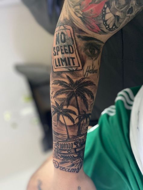 Life Story Tattoo Sleeve, Florida Nature Tattoo, Florida Tattoo Ideas For Men, Arm Tattoos Black, Wing Tattoo Men, Tattoo Ideas Males, Half Sleeve Tattoos Forearm, Crazy Tattoos, Torso Tattoos