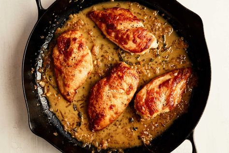 Chicken Breasts With Lemon Recipe - NYT Cooking Pepperoni Chicken, Easy Banana Pancakes, Easy Skillet Chicken, Marinated Lamb, Chicken Stroganoff, Marinating Chicken Breast, Easy Chicken Breast, Nyt Cooking, Roasted Salmon