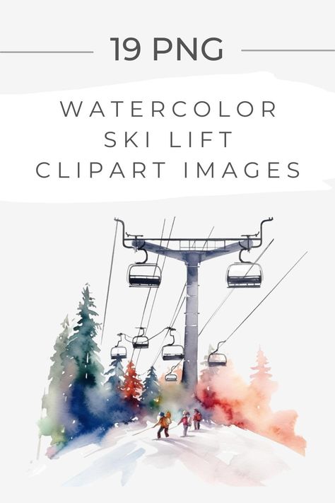 Food Pop, Basic Watercolor, Holiday Soiree, Ski Gifts, Watercolor Sky, Up Theme, Sport Art, Ski Chalet, Ski Lift