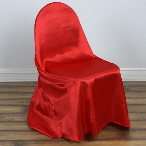 Red Universal Satin Chair Covers Chair Swag, Black Wedding Flowers, Red And Purple Wedding, Chair Covers Party, Dining Wedding, Chair Covers Slipcover, Valentines Day Decoration, Folding Chair Covers, Red Wedding Decorations