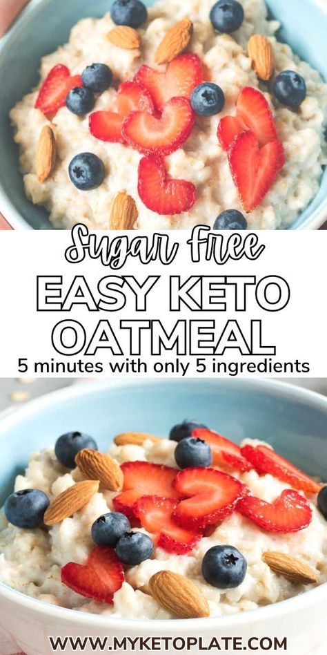 This quick and simple Keto Oatmeal is ready in just 5 minutes with only 5 ingredients! It’s the perfect low-carb breakfast that feels just like traditional oatmeal—super filling and packed with nutrients. Keto oatmeal is my go-to recipe when I need a fast, hearty, and healthy meal. Plus, it's incredibly versatile, so you can mix up the flavors to keep things interesting. A satisfying, nutritious breakfast that takes no time at all—what’s not to love? Cheap Keto Breakfast, Low Carb Breakfast On The Go Make Ahead, Gluten Free Keto Breakfast, Simple Low Carb Breakfast, Quick Keto Breakfast Ideas, Simple Low Carb Breakfast Ideas, Keto Dairy Free Breakfast, No Egg Keto Breakfast, No Carb Meals Breakfast