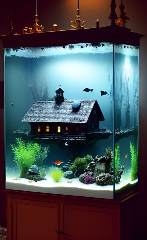 Fish Tank Themes Creative, Cool Fish Tank Decorations, Unique Fish Tanks, Small Aquarium, Fish Aquarium Decorations, Fish Tank Themes, Amazing Aquariums, Fish Tank Terrarium, Cool Fish Tanks