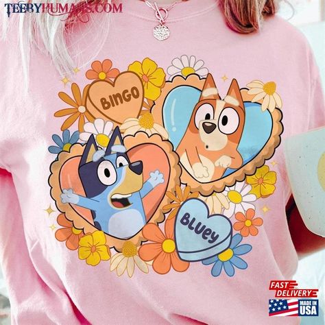 Bluey And Bingo Heart Shirt Blue Mom Birthday Toddler Gift Mother's Day T-Shirt Classic Check more at https://teebyhumans.com/product/bluey-and-bingo-heart-shirt-blue-mom-birthday-toddler-gift-mother-s-day-t-shirt-classic/ Cricut Expression Projects, Bluey And Bingo, Hand Painted Denim Jacket, Painted Jacket, Toddler Gift, Fourth Birthday, Cute Shirt Designs, Mothers Day T Shirts, Painted Denim