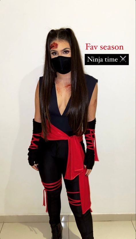 Halloween Gym Outfit, Ninja Makeup, Ninja Halloween, Hot Halloween Outfits, Pretty Halloween Costumes, Halloween Costume Outfits, Halloween Costumes Makeup, Fantasias Halloween, Costume Makeup