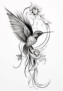 Hummingbird Flower Temporary Tattoos Unique Tattoo Hands Party Favors for Kids Fake Face Tattoos 6 Pcs Tattoos 2024, Live Tattoo, Wrap Around Tattoo, Stencil Outline, Party Favors For Kids, Tattoos Unique, Cartoon Character Tattoos, Chicano Art Tattoos, Angel Wings Tattoo