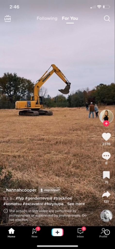 Excavator Gender Reveal, Baby Announcement, Gender Reveal