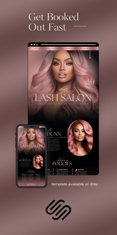 Lash Artist Booking Site Template logotipe Beauty Flyer Design Inspiration, Beauty Flyer Design, Hair Poster Design, Lash Extension Business, Acuity Booking Site, Lash Book, Beauty Flyer, Fashion Website Design, Lash Technician