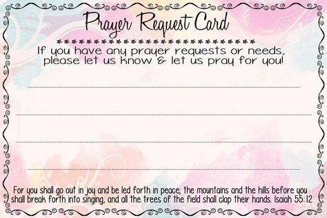 prayer request form Prayer Request Cards, Prayer Walk, Prayer Journal Template, Sample Prayer, Prayer Breakfast, Card Template Free, Prayer For Church, Prayer Station, Letter Templates Free