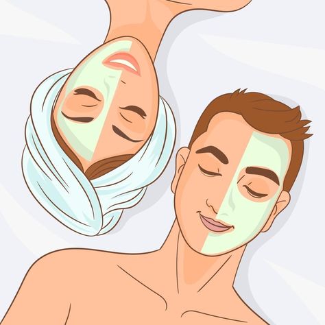 feliz pareja disfrutando de un tratamiento facial Beauty Skin Quotes, Skin Care Pictures, Skin Facts, Beauty Posters, Skincare Quotes, Illustration Art Girl, Facial Spa, Beauty Illustration, Facial Masks