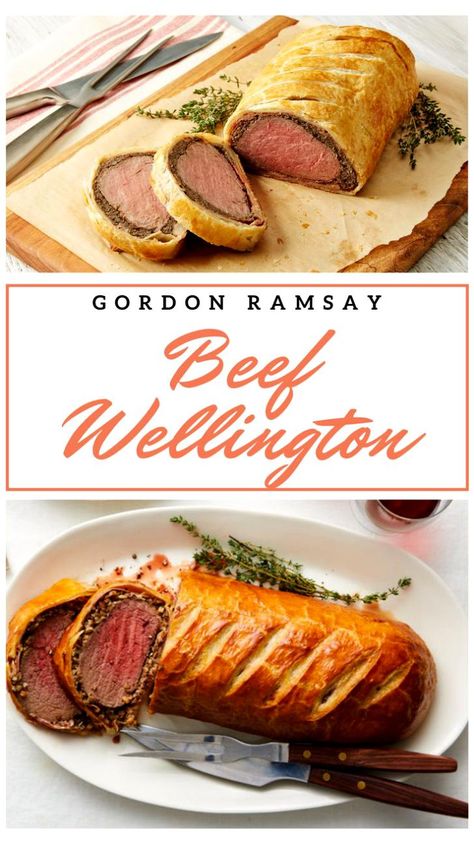 Beef Wellington is one of the most visually appealing dishes from Gordon Ramsay. You’ll love the delish flavors of it. Try it out on your own after checking out the recipe from the official website of TheFoodXP. #beefwellington #beefwellingtonrecipe #beefwellingtonrecipeeasy #beefwellingtongordonramsay #gordonramsay #beefwellingtonbites Chef Ramsey Beef Wellington, Gordon Ramsay Wellington, Ground Beef Beef Wellington, Simple Beef Wellington Recipe, Personal Size Beef Wellington, Homemade Beef Wellington, Beef Wellington Recipe Gordon Ramsay, Wellington Beef Recipe, Americas Test Kitchen Beef Wellington