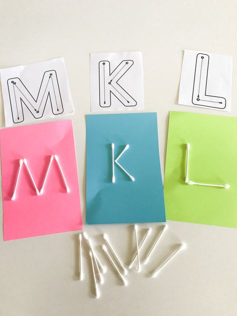 Letters Activities For Kindergarten, Fine Motor Handwriting Activities, Q Tip Crafts For Preschool, Preschool Fine Motor Activities At Home, Q Tip Activities For Preschool, Preschool Take Home Activities, Activities For Learning Letters, Letters Activities For Toddlers, Q Tip Activities