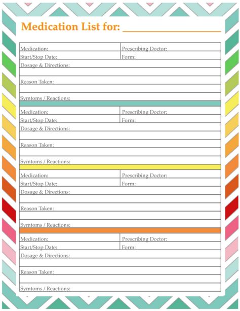 Free Organizing Printables #FreePrintables #Organize #Freebie #HomeManagement #Printables Medical Office Organization, Medical Printables, Medical Binder Printables, Family Emergency Binder, Medical Binder, Medication List, Free Printables Organization, Emergency Binder, Family Binder