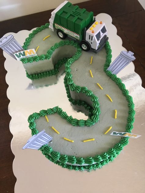 3rd birthday garbage truck cake | Cake Creations by Leah Trash Cake Birthday, Pickup Truck Birthday Cake, Rubbish Truck Birthday Cake, Car Truck Cake, Garbage Truck Birthday Cookies, Garbage Truck Sheet Cake, Garbage Truck Themed Cake, Garbage Truck Pinata, Pick Up Truck Birthday Party