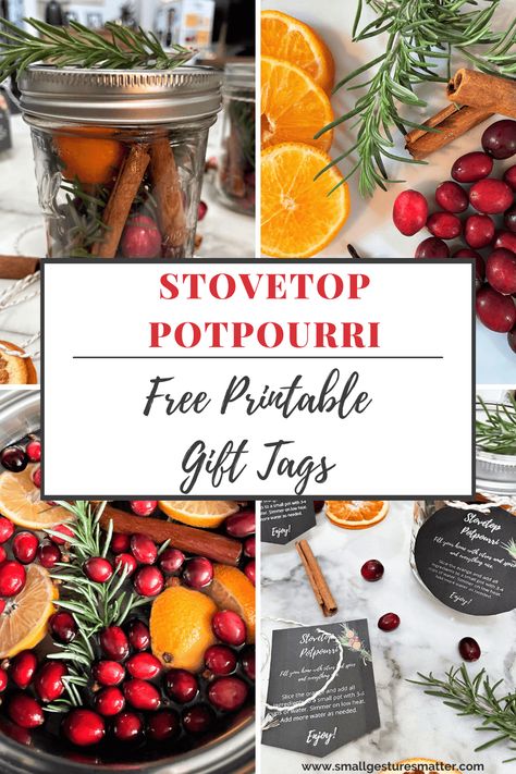 Holiday Stovetop Potpourri in mason jars with gift tags Stovetop Christmas Potpourri, Stove Potpourri, Gift Tags Free Printable, Potpourri Recipe, Holiday Potpourri, Free Christmas Printable, Homemade Potpourri, Potpourri Gift, Stove Top Potpourri