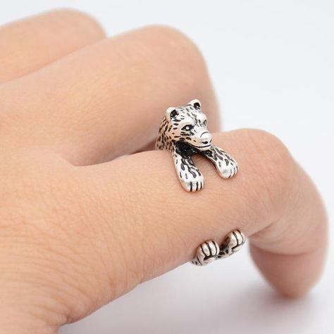 Polar Bear Wrap Ring Animal Wrap Rings, Bear Accessories, Animal Themed Jewelry, Wrapped Rings, Silver Wrap Ring, Cute Polar Bear, Wrap Ring, Just Because Gifts, Themed Jewelry