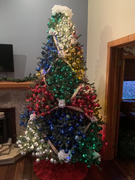 Color a Blocking Christmas Tree Nontraditional Christmas Tree, Colorful Christmas Tree, Christmas 2020, Tis The Season, Color Blocking, Color Block, Color Design, Christmas Decorations, Christmas Tree