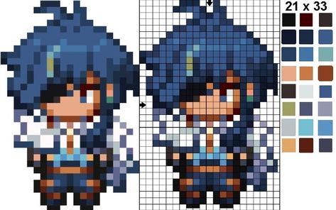 Genshin Beads Pattern, Tgcf Pixel Art, Genshin Impact Perler Beads, Genshin Perler Beads, Pixel Art Genshin, Genshin Pixel Art, Genshin Perler, Genshin Impact Pixel Art, Pixel Beads