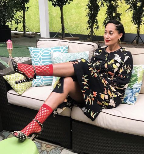 Mesh Socks Outfit, Tracey Ellis, Tracee Ellis Ross Style, Tracee Ellis Ross Fashion, Tulle Socks, Socks Outfit, Womens Month, Mesh Socks, Tracee Ellis Ross