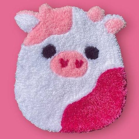 Tuffed Rug, Birthday Cow, Cow Squishmallow, Cow Rug, Cute Rug, Tufting Rug, Rug Cute, Rug Tufting, Rug Aesthetic