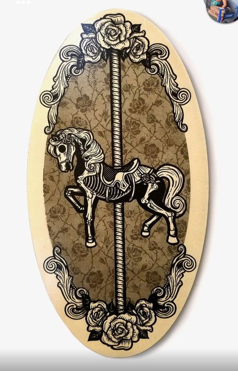 Skeleton Carousel Horse, Haunted Carousel, Carousel Horse Tattoos, Carousel Tattoo, Traditional Tattoo Black And White, Horse Skeleton, Merry Go Round Carousel, Strange Dolls, Fantasy Tattoos