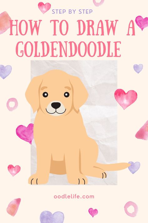 Labradoodle Painting Easy, Goldendoodle Painting Easy, How To Draw A Golden Doodle, Golden Doodle Drawing, Labradoodle Painting, Dog Themed Crafts, F1b Goldendoodle, Double Doodle, Draw And Paint