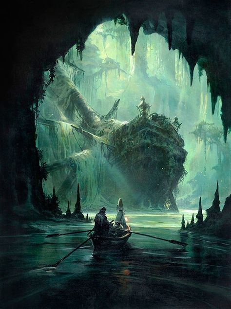 Credit? Sunken ships and River Styx Long John Silver, Pirate Art, Rpg Map, 다크 판타지, Fantasy Setting, Fantasy Places, Fantasy Art Landscapes, Fantasy Concept Art, Arte Fantasy