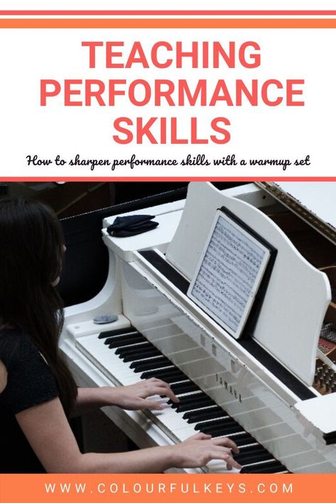 Developing a Warmup Set to Improve Performance Skills #piano #teachingpiano #musiced #musicteacher #colourfulkeys #vibrantmusicteaching #pianoperformanceskills #pianoperformancetips Piano Teaching Games, Teaching Piano, Piano Teaching Resources, Stage Fright, Music Teaching Resources, Teaching Printables, Homemade Instruments, Grand Pianos, Teaching Game